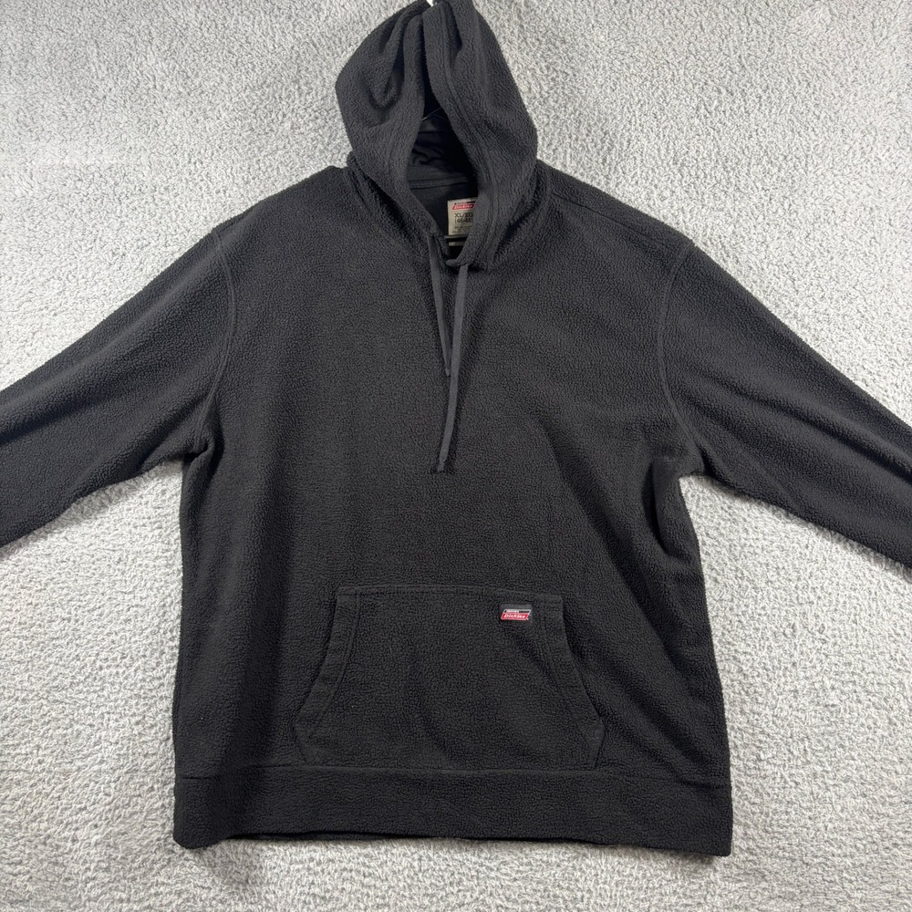 Genuine Dickies Mens XL Black Sherpa Fleece Hoodie Faux Fur Pullover